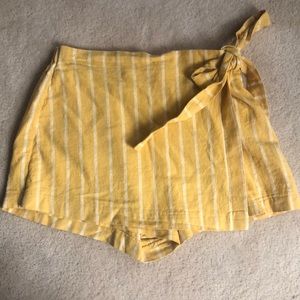 yellow and white stripe skort with tie